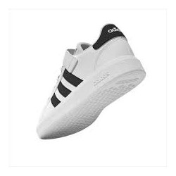 Zapatillas Adidas Grand Court Lifestyle Niñ@s Blanca y Negro Velcro