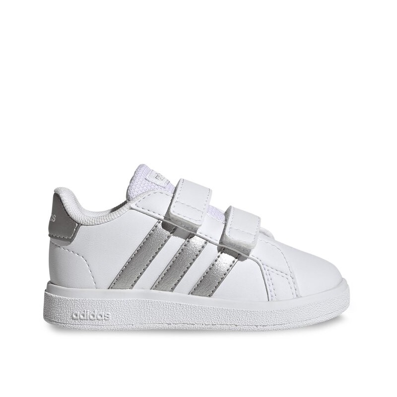 Zapatillas Adidas Grand Court 2.0 Cf I Baby Velcros Blanca Plata