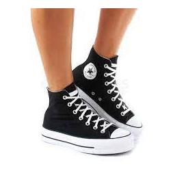 Chuck Taylor All Star Lift - Hi Canvas Bota Doble Suela Negra Blanco