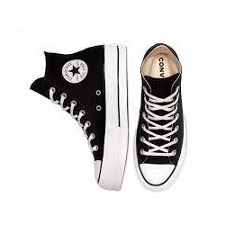 Chuck Taylor All Star Lift - Hi Canvas Bota Doble Suela Negra Blanco