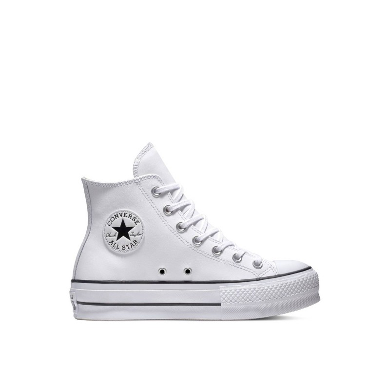 Chuck Taylor All Star Leather Platform Bota Doble Suela Piel Blanca